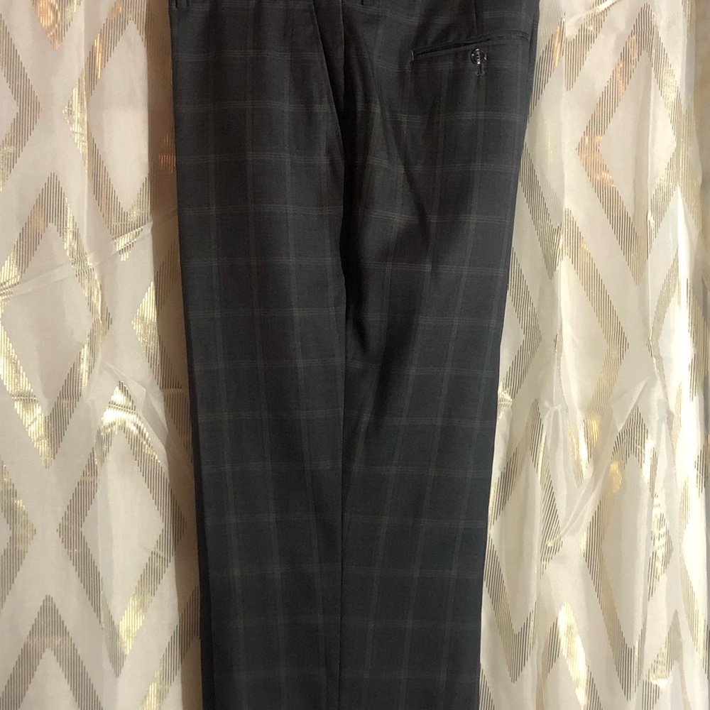 Men's Gray Plaid Dress Pants